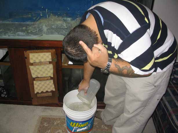 Mike letting us know there was just one scoop of sand left in the tank!